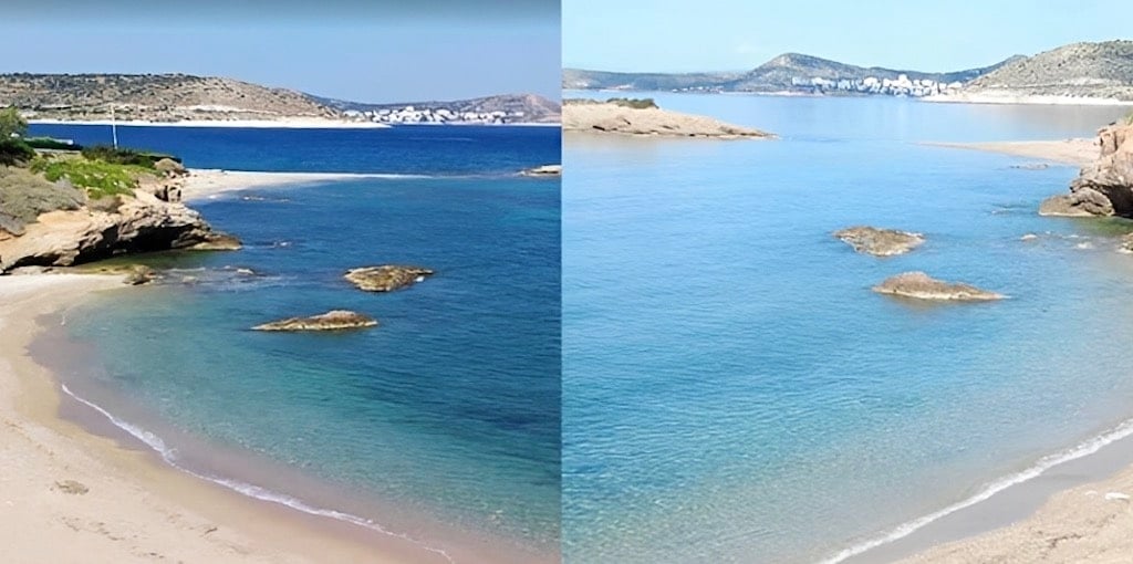 Γαλαζοπράσινα, πεντακάθαρα νερά, ήσυχο τοπίο και μοναδική θέα - Η κρυφή παραλία στην Αττική, μόλις 45 λεπτά από το κέντρο της Αθήνας