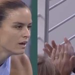 Ο Κωνσταντίνος Μητσοτάκης μαζί με τον Κυριάκο Μητσοτάκη και την Μαρέβα Γκραμπόφσκι στον αγώνα της Μαρίας Σάκκαρη
