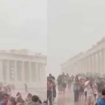 Χαμός με τουρίστες στην Ακρόπολη – Το βίντεο από την κακοκαιρία που κάνει τον γύρο του κόσμου